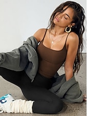 ieftine Rezervor simplu-Pentru femei Camisole Tank Top Simplu Stilat Sexy Fără manșon Fără mâneci Cu Bretele Topuri obișnuite Zilnic Negru Alb Roșu-aprins Maro Deschis Gri Închis Vară