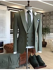 abordables Costumes formels-Costumes de mariage pour hommes bleu marine vert armée formels été unis ajustement sur mesure 3 pièces à simple boutonnage