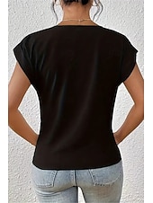 preiswerte Blusen-Damen Bluse Einfach Modern Lässig Kurzarm V Ausschnitt Normale Oberteile Täglich Ausgehen Gerafft Erröten Sie Rosa Schwarz Weiß Wein Sommer