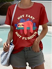 abordables T-shirt Humor &amp; Citations-Femmes T-shirt Graphique Lettre Mode Occasionnel Manche Courte Col rond Hauts Réguliers Quotidien Week-end Imprimé Vin Vert Véronèse bleu marine Bleu Roi Été Printemps