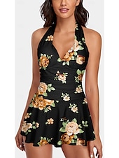 abordables Robes de bain-Femme Maillots de Bain Tankini Maillot de bain Hawaïen mode Fleur Sans Manches Maillots de bain
