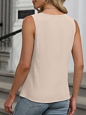 preiswerte Einfaches Tanktop-Damen Camisole-Tanktop Einfarbig Täglich Lässig Ärmellos Rundhalsausschnitt Normale Oberteile Täglich Weiß Fuchsie Grün Aprikose Sommer