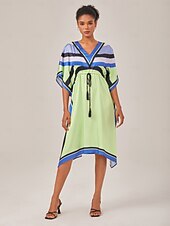 abordables Robes décontractées-robe ample à cordon coulissant en satin à motif géométrique