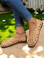 economico Ballerine da donna-slip-on bianche da donna con taglio laser a piedi nudi - scarpe casual traspiranti e leggere, comode e comode, perfette per le giornate estive