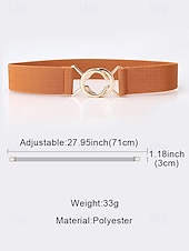baratos Cinto Feminino-cinto elástico ajustável feminino com fivela de metal da moda - moderno e versátil - adequado para uso diário feminino e passeios casuais