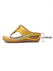 tanie Wygodne sandały-damskie sandały na koturnie z wkładką masującą – kwiatowe, boho japonki na co dzień, na lato, na plażę i na zewnątrz