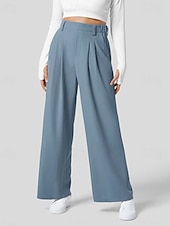 cheap Wide Leg &amp; High Waisted-Women&#039;s EU / US Size Pants Trousers Casual / Sporty Full Length Natural Comfortable Micro-elastic Wine Amethyst Depression Green Almond Spring, Fall, Winter, Summer