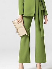 preiswerte Hosenanzüge für Mama-Hosenanzug Mutter der Braut Kleid Elegantes Hemdkragen Knöchellang Polyester Langarm mit Knöpfen Einfarbig