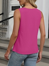 preiswerte Einfaches Tanktop-Damen Camisole-Tanktop Einfarbig Täglich Lässig Ärmellos Rundhalsausschnitt Normale Oberteile Täglich Weiß Fuchsie Grün Aprikose Sommer