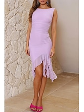ieftine Rochii din chiffon-Pentru femei Rochii Midi Rochie de absolvire Rochie de Cocktail Rochie pentru invitata de nunta Rochie teacă Modă Modern În aer liber Absolvire Petrecere ceai Fit regulat Simplu Fără manșon Stil