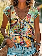 ieftine Tricou fără mâneci cu umor și citate-Top de măsuță pentru femei cu design grafic boho abstract casual fără mâneci guler rotund potrivit pentru purtarea zilnică weekenduri și vacanțe imprimeu verde salvie vară