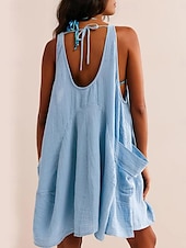 cheap Tank Tops &amp; Camis-Women&#039;s Mini Dress Petite Dress Casual Dress Summer Dress Slip Dress Fashion Classic Modern Daily Beach Weekend Regular Fit Plain Sleeveless U Neck Black Navy Blue Blue Green Summer