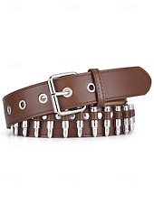tanie Paski męskie-męski pasek punk rockowy z ćwiekami – czarny pasek ze sztucznej skóry w stylu gotyckim z nitami i metalową klamrą do jazdy na motocyklu, na koncerty i festiwale