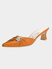 economico tacchi kitten-mules da donna con tacco a gattino impreziosite da fiocco in raso dorato – eleganti scarpe slip-on a punta per la sera e l&#039;appuntamento serale