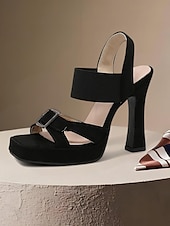 economico Sandali Eleganti-sandali con tacco a blocco e plateau verde per donna – scarpe aperte in pelle scamosciata per feste e appuntamenti estivi