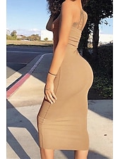 ieftine Rochii de absolvire-Pentru femei Rochii Midi Rochie albă Rochie de absolvire Bodycon Modă În aer liber Zi de Naștere Dată Fit regulat Simplu Fără manșon Fără Bretele Negru Alb Verde Militar Roșu-aprins Vară