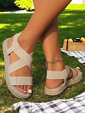 cheap Vacation Sandals-Women&#039;s Colorful Espadrille Platform Sandals – Stylish and Comfortable Strappy Summer Sandals for Casual Outfits and Beach Vacations