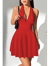 economico Abiti di Laurea-Per donna Mini Abito Abito Bianco Abito da laurea Moda All&#039;aperto Compleanno Laurea Vestibilità regolare Semplice Senza Maniche All&#039;americana Nero Bianco Rosso Estate