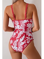 abordables Maillots de bain une pièce-Femmes Maillots de Bain Une Pièce Maillot de bain Dos nu Tenues de plage Été Léopard Fleur Fil en V Sans manches Maillots de bain