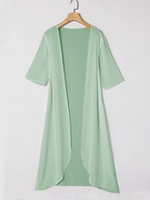 cheap Blouses &amp; Shirts-Women&#039;s Chiffon Cover-Up Jacket  Solid Color Elegant Stylish Half Sleeve Sage Green Summer Spring
