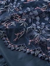 economico Lunghezza del tè-Abito A-Line per la madre della sposa abito elegante vintage per feste collo a giro lunghezza tè in pizzo tulle maniche 3/4 con applicazioni in pizzo ricamato floreale