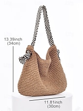 preiswerte Handtaschen und Tragetaschen-Damen-Umhängetasche aus gewebtem Stroh – Strandtasche im Boho-Chic-Stil mit Riemen im Zebramuster, leichte Sommerhandtasche für Reisen, Urlaub und Freizeitausflüge