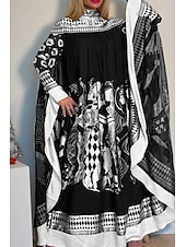 billige Boho-kjoler-Dame Lang kjole Maxikjole Boho-kjole Mote Moderne Feriereise Ut på byen Helg Normal Blomsternål i krystall Langermet Høy krage Sølv Gull Sommer