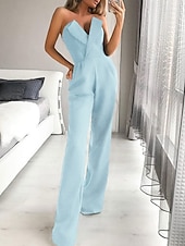 ieftine Pantaloni și salopete-Salopete Rochii de Invitată la Nuntă Rochie Tuxedo Rochii Rompers Petrecere Rochie pentru Nuntă Lungime de Podea fără Mâneci Fără Mâneci din Material Elastic cu Buzunar