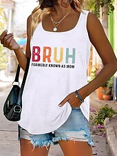 ieftine Magazin grafic Tricouri fără mâneci &amp; Camis-Ziua Mamei Pentru femei Camisole Tank Top Grafic Scrisă Casual Fără manșon Stil Nautic Topuri obișnuite Zilnic Imprimeu Negru Alb Roz Îmbujorat Vară