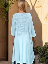 preiswerte Mit Jacke-Zweiteilig A-Linie Brautmutterkleid Elegant Minimalistisch Glanz &amp; Glamour Rundhalsausschnitt Knielang Chiffon Spitze Halbarm Mit Schal Jackenkleider mit Perlenstickerei Rüschen Applikationen 2025