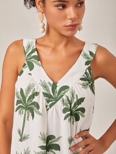 preiswerte Lässiges Kleid mit Aufdruck-Locker sitzendes Tank-Minikleid mit Resort-Print