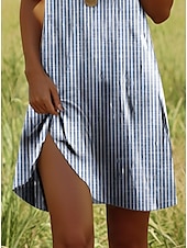 cheap Stripe&amp;Geometric Dress-Women&#039;s Mini Dress Petite Dress Casual Dress T Shirt Dress Tee Dress A Line Dress Summer Dress Stylish Casual Vacation Casual Daily Regular Fit Graphic Stripe Short Sleeve Crew Neck Light Blue Summer