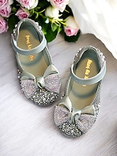 billige Blomsterjente-jenteglittersløyfe mary jane sko - glitrende rhinestone leiligheter for fester og bryllup