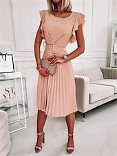 preiswerte Einfaches Kleid-Damen Mini Kleid A-Linien Kleid Blazer Kleid Arbeitskleid Cocktail Arbeit Reguläre Passform Grafik Ärmellos Rundhalsausschnitt Hellrosa Pink Rot Grün Sommer