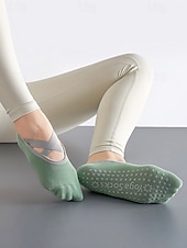 levne Dámské ponožky-„protiskluzové ponožky na jógu pro ženy – úchopové ponožky inspirované baletem s elastickými pásky, prodyšná bavlna, ideální pro pilates, barre, tanec a cvičení“
