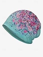 baratos Chapéus Femininos-gorro leve e respirável para mulheres – boné folgado com estampa floral, chapéu elástico macio, pode ser usado como polaina de pescoço para uso casual, ao ar livre e quimio
