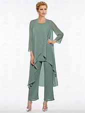 voordelige Broekpakken van mama-Strand Bruiloft Jumpsuit  Pantsuit Moeder van de Bruid Elegante Plus Size Bateau Hals Vloer Lengte Chiffon Mouwloos Wrap Inbegrepen met Effen Kleur om indruk te maken 2025 gratis maat op maat