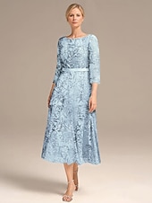 preiswerte Bodenlänge-A-Linie Kleid Mutter der Braut Elegant Petite Rundhalsausschnitt Knielang Chiffon Halbe Ärmel mit Falten einfarbig