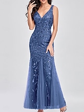 preiswerte Unter 129,99 $-Kleid Brautmutterkleid Elegant Party V Ausschnitt Boden-Länge Polyester Ärmellos mit Applikationen 2025