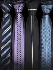 abordables Cravates et nœuds papillon pour hommes-Cravate étroite de 6 cm pour homme - motif à rayures, fleurs, carreaux, élégante cravate en soie tissée pour les affaires, les mariages et les événements formels