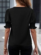 billige Tanks og camisole til kvinner-Kvinnes Camisole Tank Top Enfarget Stilfull Casual Kort erme Notch hals Vanlige topper Daglig Ruffle Svart Hvit Lilla Fuchsia Grønn Sommer Vår