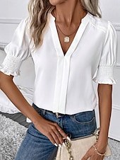 billige Tanks og camisole til kvinner-Kvinnes Camisole Tank Top Enfarget Stilfull Casual Kort erme Notch hals Vanlige topper Daglig Ruffle Svart Hvit Lilla Fuchsia Grønn Sommer Vår