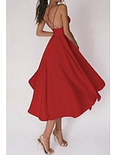 abordables Robes de Diplôme-Femmes Robe Midi Robe Blanche Robe de remise des diplômes Robe Nuisette Mode Anniversaire Remise des Diplômes Sortir Coupe régulière Uni Sans manches Bretelles spaghetti Noir Blanche Rouge Vert Été
