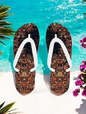 economico Infradito da Vacanza-infradito etniche boho da donna - sandali da spiaggia con motivo tribale vintage, comode pantofole estive per viaggi e festival