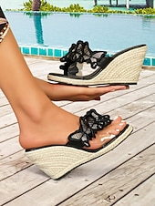 levne Sandály na dovolenou-dámské červené motýlkové sandály – stylové letní espadrilkové skluzavky pro dovolenou na pláži i běžné nošení