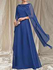 preiswerte Bodenlänge-A-Linie Brautmutter Kleid Hochzeitsgast Elegant Rundhalsausschnitt Bod-Length Chiffon Ärmellos mit Sash  Band Rüschen Raffung