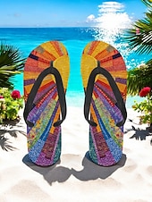 preiswerte Urlaubsandalen-Bunte Flip-Flops mit Blumenmuster für Damen – lebendige Strandsandalen im Bohème-Stil für den Sommer am Pool und im Resort
