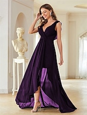 preiswerte Bodenlänge-Kleid Brautmutterkleid Elegant Party V Ausschnitt Bodenlang Chiffon Ärmellos mit Falten 2025