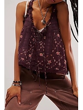 cheap Lace Tops-Women&#039;s T Shirt Blouse Plain Fashion Sleeveless V Neck Regular Tops Going out Weekend Lace Black White Brown Green Summer