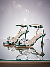 cheap Heeled Sandals-Women's Black Rhinestone Strappy Low Heel Sandals – Stylish Cocktail Party Evening Shoes